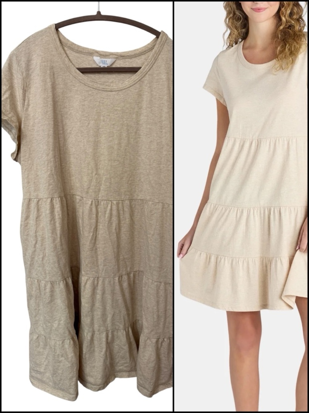 100% Cotton Oatmeal Cream Beige Tan Neutral Tiered Cover-Up Pocket XXL (20)